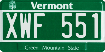 VT license plate XWF551