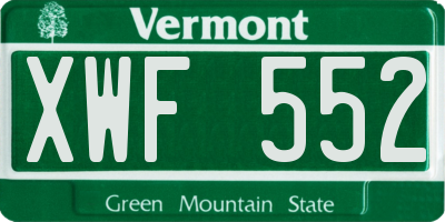 VT license plate XWF552