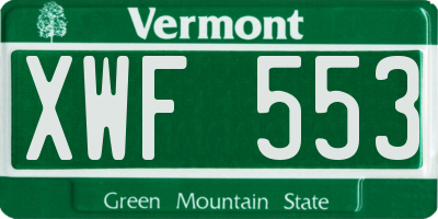 VT license plate XWF553