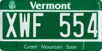 VT license plate XWF554