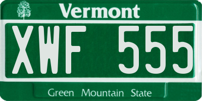 VT license plate XWF555