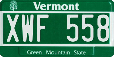 VT license plate XWF558