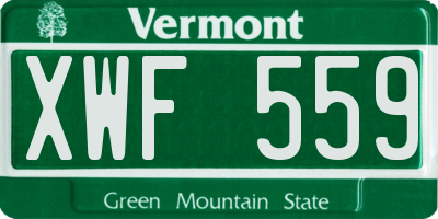 VT license plate XWF559