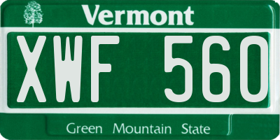 VT license plate XWF560