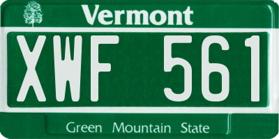 VT license plate XWF561