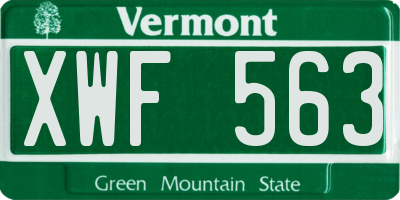 VT license plate XWF563