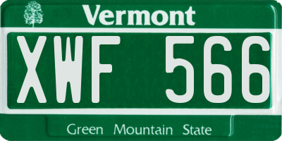 VT license plate XWF566