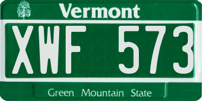VT license plate XWF573