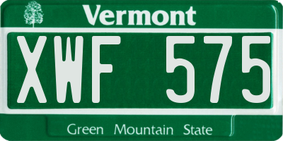VT license plate XWF575