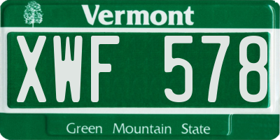 VT license plate XWF578