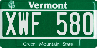 VT license plate XWF580