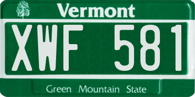 VT license plate XWF581