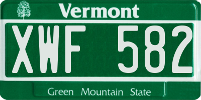 VT license plate XWF582