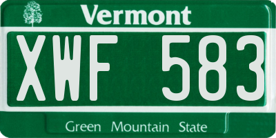 VT license plate XWF583