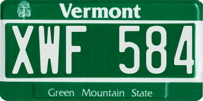 VT license plate XWF584