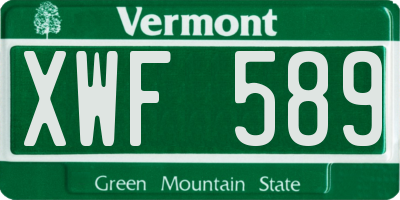 VT license plate XWF589