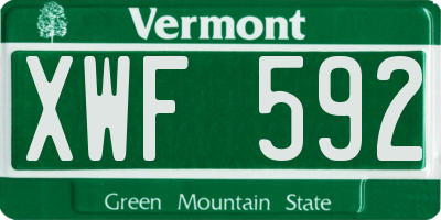 VT license plate XWF592