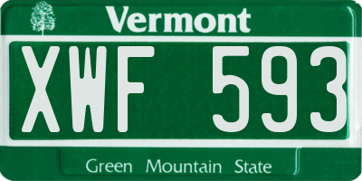 VT license plate XWF593