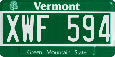 VT license plate XWF594