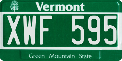 VT license plate XWF595