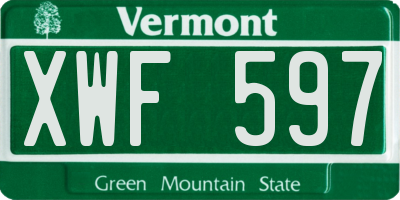 VT license plate XWF597