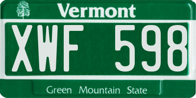 VT license plate XWF598