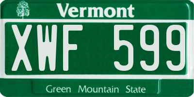 VT license plate XWF599