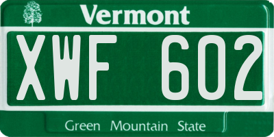 VT license plate XWF602