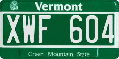 VT license plate XWF604