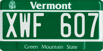 VT license plate XWF607