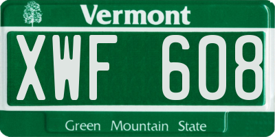 VT license plate XWF608