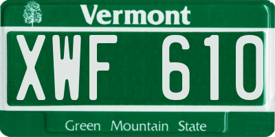 VT license plate XWF610