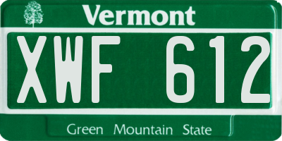 VT license plate XWF612
