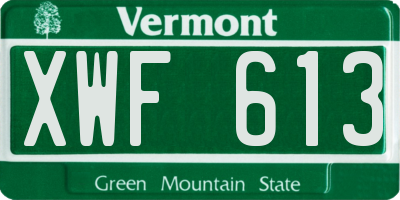 VT license plate XWF613