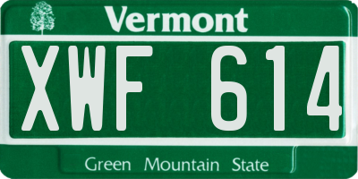 VT license plate XWF614