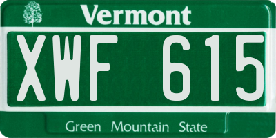 VT license plate XWF615
