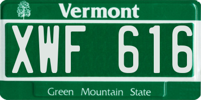 VT license plate XWF616