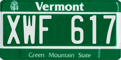 VT license plate XWF617