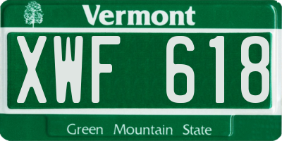 VT license plate XWF618