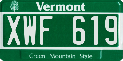VT license plate XWF619