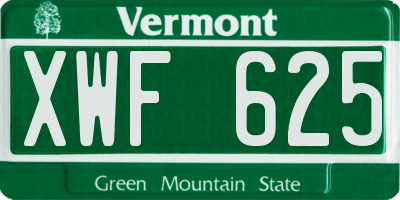 VT license plate XWF625