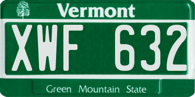 VT license plate XWF632