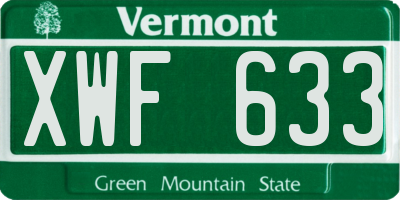 VT license plate XWF633