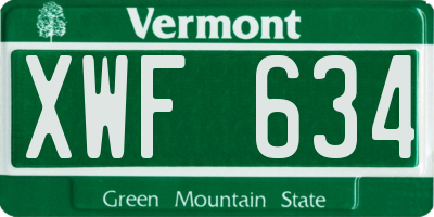 VT license plate XWF634