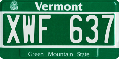 VT license plate XWF637