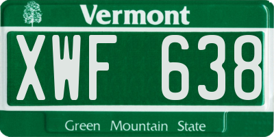 VT license plate XWF638
