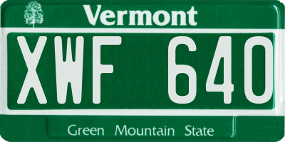 VT license plate XWF640