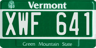 VT license plate XWF641