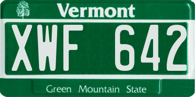 VT license plate XWF642