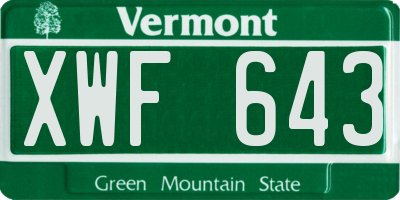 VT license plate XWF643